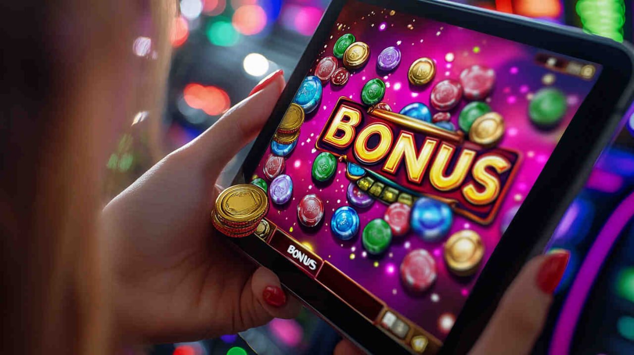 Game lobby categories including slots, sports betting, and live casino on a tablet screen